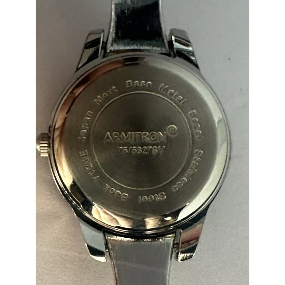 Armitron Diamond Watch Women 23mm‎ Silver Tone Blue Dial Faceted New Batt 7